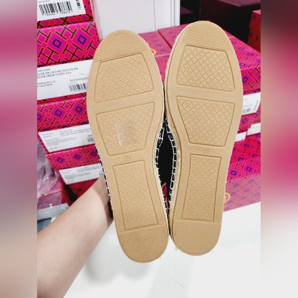 NEW TORY BURCH WESTON FLAT ESPADRILLE NAVY/RED - Picture 4 of 5